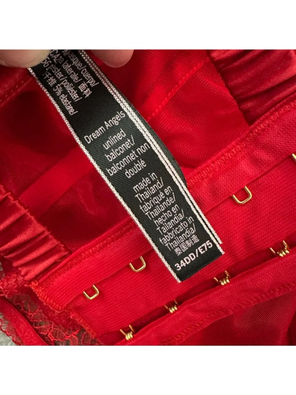 Victoria's Secret 34DD 34E Red Dream Angels Unlined Balconet Bra Bustier Corset